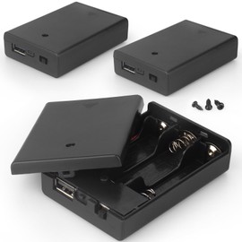VWEICYY 3 PCS 3 AA Battery Holder with USB Port,4.5V Battery Holder Case