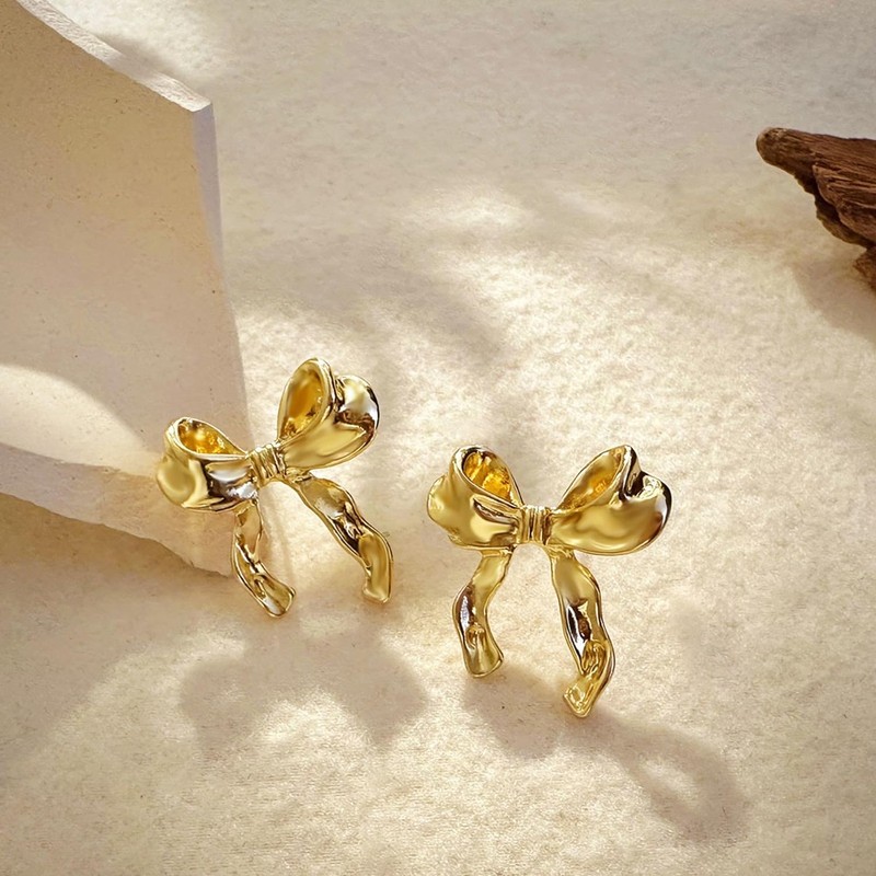 BestoU Aretes para Mujer 2 Pares de Aretes Dorados Acero