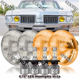 JESUO 4PCS 5 3/4" 5.75 LED Headlights High/Low For Oldsmobile 442 98 F85 Cutlass