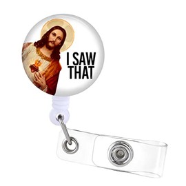 I Saw That Badge Reels Retractable ID Clip Holder Nurse Name Tag Card Badge Funny Quote Bible Script Nursing Doctor Teacher Student Medical Work Office Christian Religious Alligator Clip ZJK268