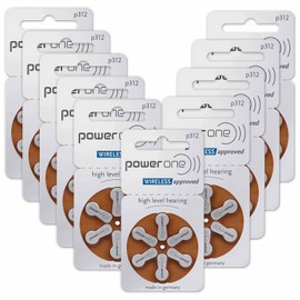 FCS Power One Hearing Aid Batteries Size 312 P312 60 Count Brown Child Resistant ...
