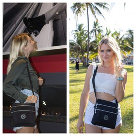 AOCINA Crossbody Purses for Women Lightweight Small Travel Bag Shoulder Purses and Handbags with Multi Zipper Pockets (Black)