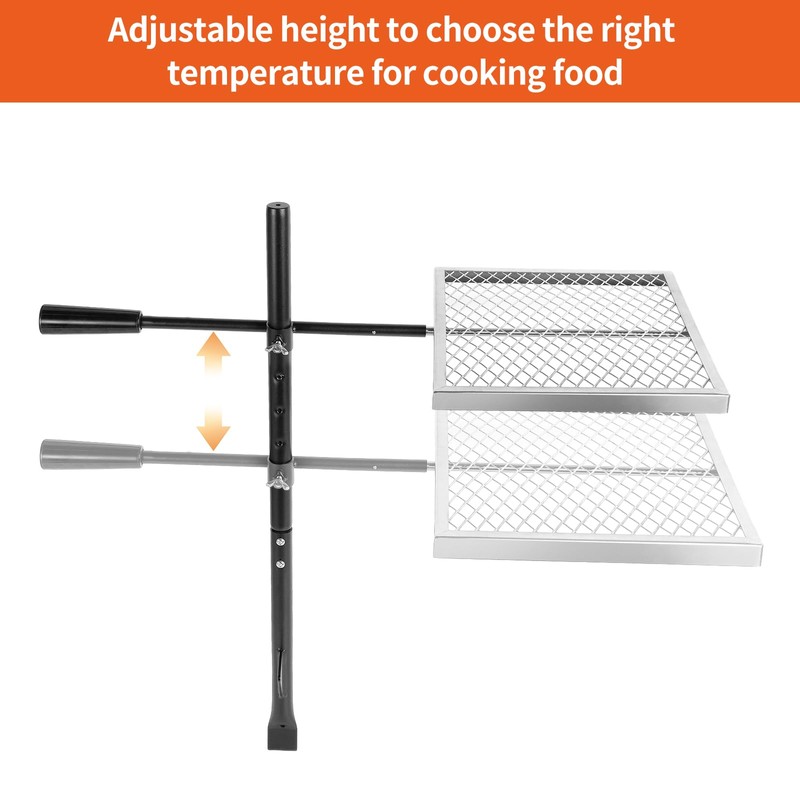 BiggerFire Swivel Campfire Grill 360° Adjustable Open Fire Grill Grate,