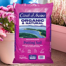 Coast of Maine Organic & Natural Bar Harbor Blend Potting Soil - Organic Soil w/Perlite for Enhanced Drainage & Aeration - for Flowers, Herbs & Veggies, Floral Baskets & Container Gardening (2CF)