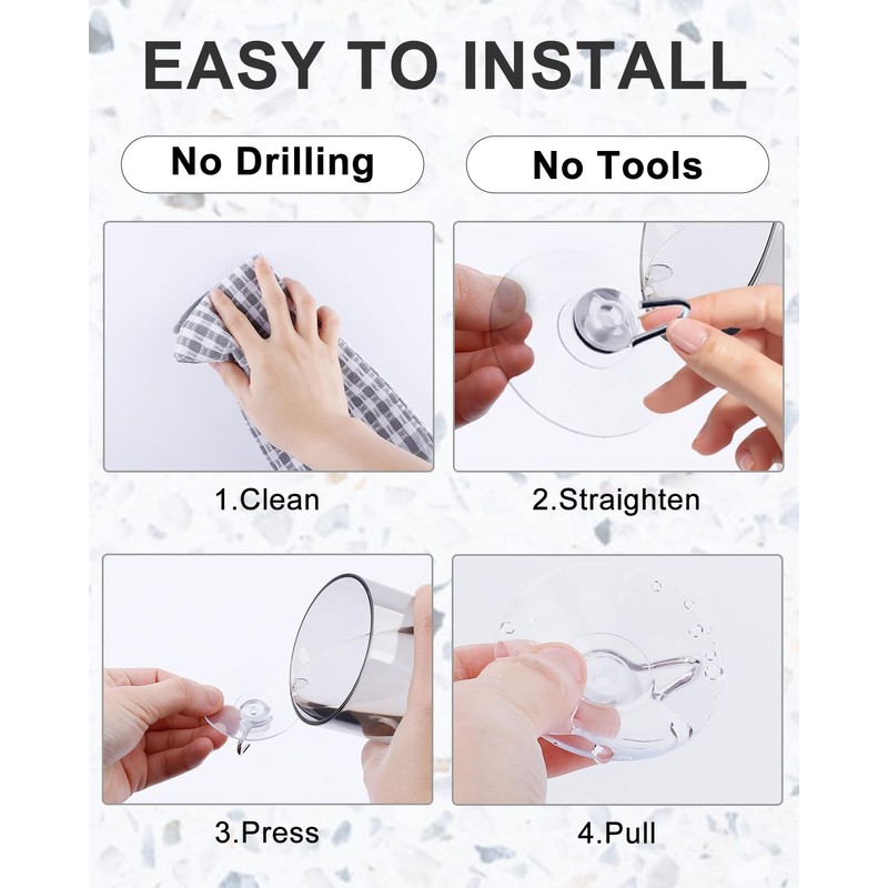 eZAKKA 45mm Transparent Suction Cup, Suction Cup Hooks Shower Wall