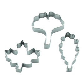 BekkiB - 3er Set "Blätter" Ausstechformen Eiche, Ahorn, Gingko - Ausstecher aus Edelstahl, spülmaschinengeeignet - 7329