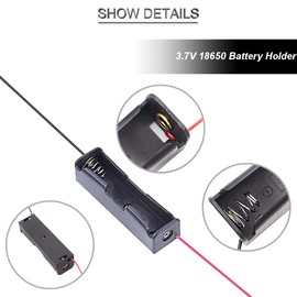 DKARDU 15 pcs 3.7V 18650 Battery Holder AA Battery Holder case 1 Slots with Wire Leads Battery Holder Plastic Battery Holder with 30 pcs Alligator Clip Red and Black for Electronics Project DIY