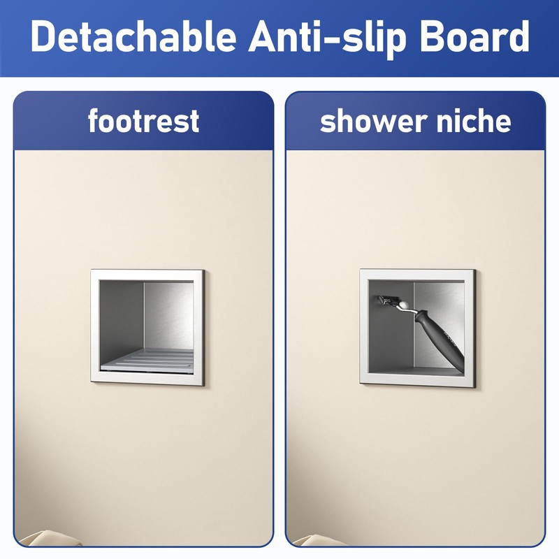 Bernkot Shower Niche, 304 Stainless Steel Stool for Bathroom, Recessed