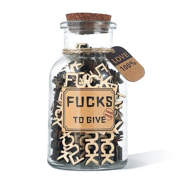 7Oz Fucks to Give, Jar of Fucks Gift Jar, Fuck Wooden Cutouts Letter Piece, Funny Swear Jar for Friends, Funny Gifts for Birthday, Gifts for Mom, Valentines Day Gift, Gag Gift, Small Gift, Desk Decor