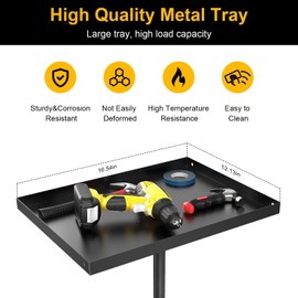 Rolling Tool Tray Cart, Mobile Work Table Tool Tray with 2 Tool Holder Metal Tattoo Tray Height Adjustable, Tool Table Rolling Utility Cart, Tray Cart Tool Storage for Salon Garage Bike Work Shop
