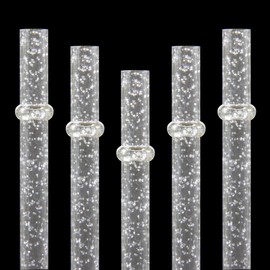 DAKOUFISH 11 Inch Reusable Plastic Glitter Sparkle Drinking Straws,BPA-Free,for 24oz 30oz Tumblers/Jars,12 Straws with One Cleaning Brush (11inch Clear)