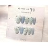 [In-store special discount]Pastel blue ribbon heart point handmade nail tips