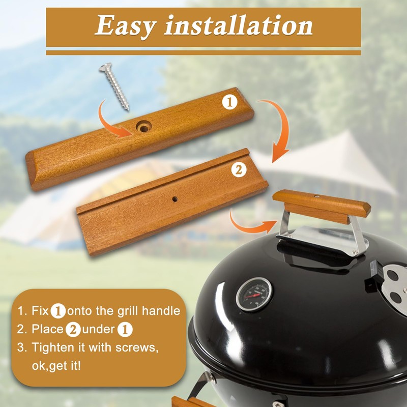 2PCS Weber Grill Handle Replacement, Fits for 22.5" and 18.5"