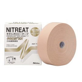 Nitoms NKEX-50L Kinerogo EX Muscle Protection Tape, Elastic, Long, Peel Resistant, Rash Resistant, Sweat Resistant, Repositionable, Beige, Width 2.0 inches (50 mm) x Length 12.4 ft (31.5 m), 1 Roll