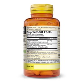 MASON NATURAL Milk Thistle/Cranberry Liver & Kidney Cleanser - Supports Healthy Liver & Kidney Function, Cleanse and Detox, 60 Capsules