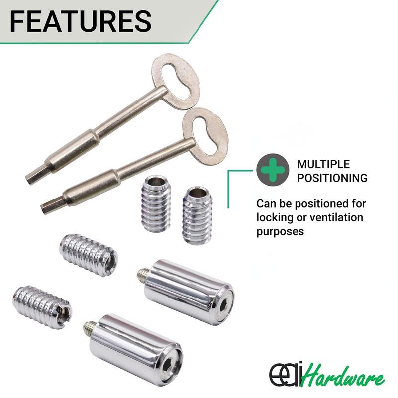 EAI Sash Window Stop for Security and Ventilation | Polished