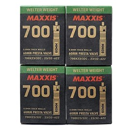 Maxxis Welter Weight 700x23-32C 60mm Bike Inner Tube Presta FV, 4 Pack, STB2213-4-T