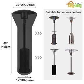 Easy-Going Patio Heater Cover with Zipper and Storage Bag, Waterproof Outdoor Heater Cover Dustproof, UV-Resisant, Wind-Resistant (89" H x 33" D x 19" B, Black)