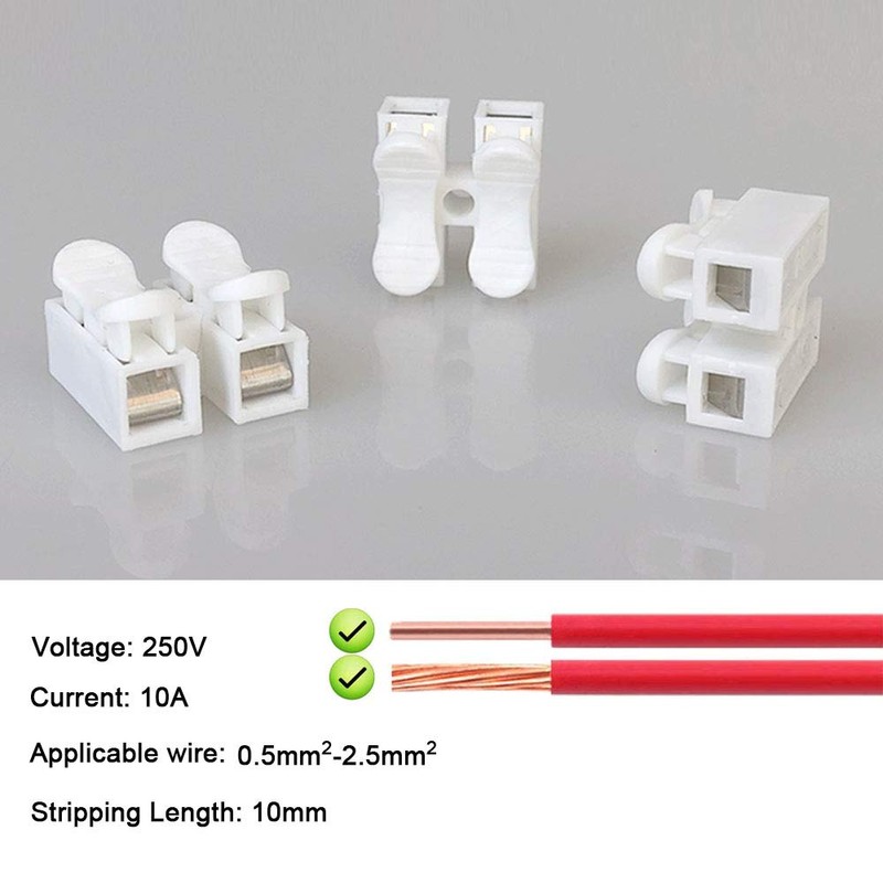 Aiqeer 100 Pcs CH2 Spring Wire Connectors, Electrical Cable Clamp