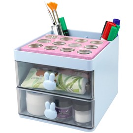 LNQ LUNIQI Small Plastic Storage Drawer with Bunny Handle Makeup Organizer Desktop Stationery Holder Storage Box Office for Office School Home（Blue）
