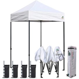 Eurmax Easy Pop Up 5x5 Commercial Canopy Party Tent Event Gazebo+4 Sand Weights Bags - Blue