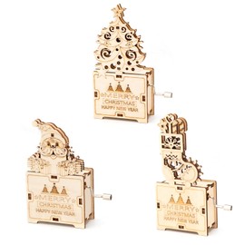 CYAZOO 3in1 3D Wooden Puzzle for Adults Music Box Set-DIY Christmas Model Building Kits-Hands Craft for Home and Office Decoration(3PCS:Santa&Christmas Stocking&Christmas Tree)