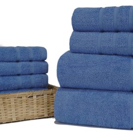 Casabella Luxury 100% Egyptian Cotton Towel Bale - 8 Pieces - 550 Gsm Xlarge Sizes_Blue_4 Pieces Set