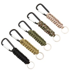 SHULLIN Pack of 5 Paracord Key Chain Paracord Braided Lanyard Ring Hook Clip Carabiner Key Chain Braided Lanyard Ring Hook with Carabiner Hook for Climbing Camping