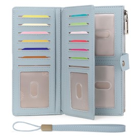 GAEKEAO Purses for Women Leather RFID Blocking Large Capacity Ladies Purse, Wallet for Women with Wrist Strap