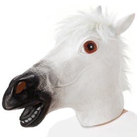 DERAYEE Horse Mask, Headpiece, Funny Mask, Full Face, 2026, Zodiac Sign, Afternoon, Costume, Cosplay, School Festival, Event, Cultural Festival, Photography, Prop, Unisex (White Horse)
