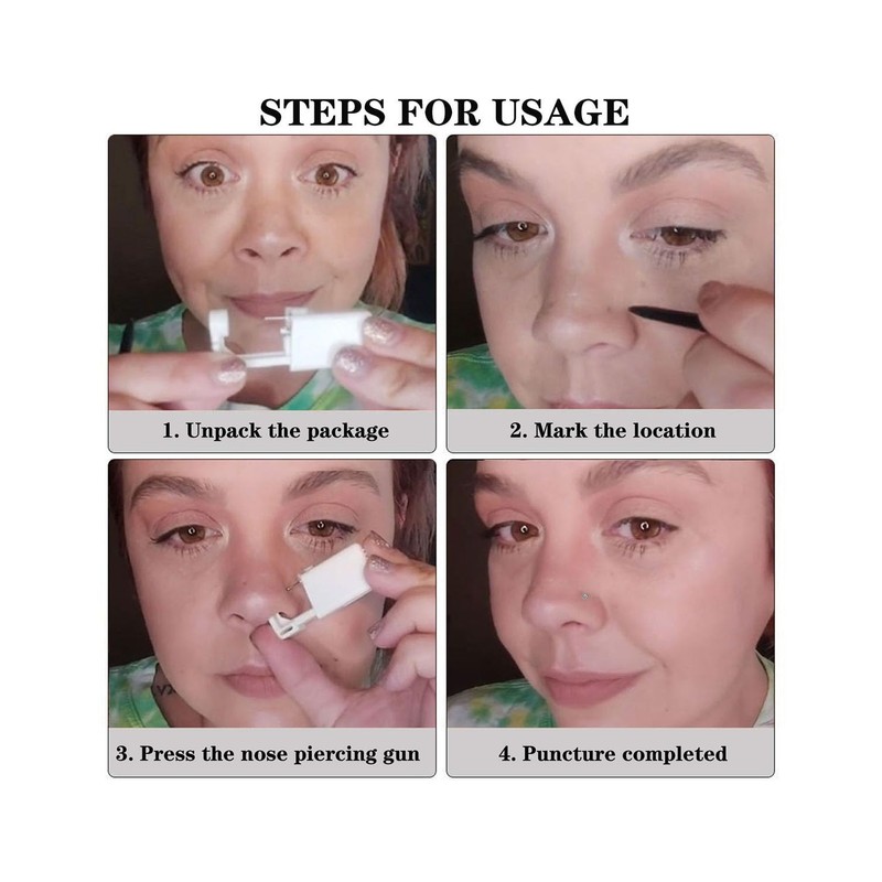 SLVIEKAE Nose Piercing Kit Disposable Nose Piercing Gun Kit with