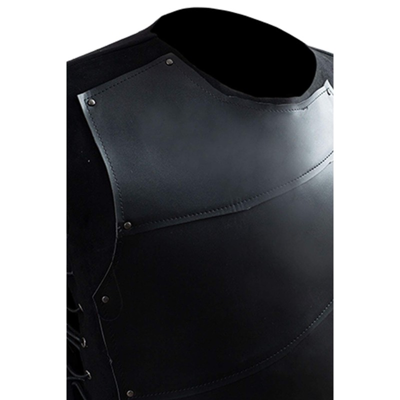 Oddfirm Medieval Leather Vest with Lacing Renaissance Knight Patchwork Leather