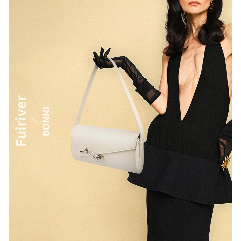 Fuiriver Women's Shoulder Bag Going Out Purse Small Handbag, White