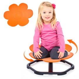 Kids Swivel Chair, Spinning Chair for Autistic Kids, Non-Slip Base Spinning Seat for Kids Sensory, Training Body Coordination (Orange)