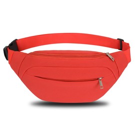 Bumbags and Fanny Packs for Men Women Hiking Running Travel Waterproof Waist Bag Walking Dog Outdoor Sport for Ladies Boys (Red)