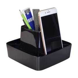 Storex Modern Gloss Spinning Organizer, 6.2 x 6.2 x 4 Inches, Black, 1 Count (00152A04C)