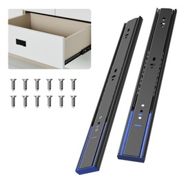 SIGOEI 1 Pair Soft Close Drawer Slides 12 14 16 18 20 22 24 Inch 100 lb Load Capacity Side Mount Ball Bearing Metal Dresser Runners Trash Can Slider Kitchen Glides Black (18 inch)