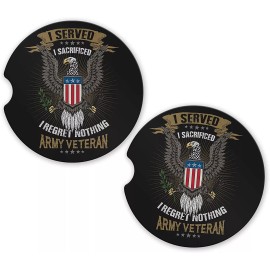Unbranded US Army Veteran Military Car Coaster Set Ceramic Sandstone Cup Holder Eagle