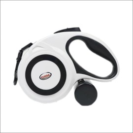 Pet Swift Retractable Dog Leash (White, 8m) - Heavy Duty Tangle-Free Leash with Poop Bag Dispenser, 1 Roll Included - Small to Large Dogs, Durable & Comfortable Handle (Kong Ultimate Alternative)