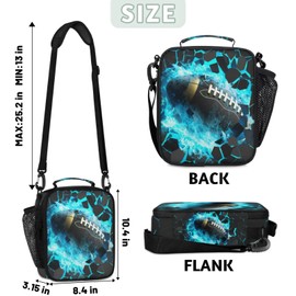 PATTERNFUL Lunch Boxes Bag for Kids - Insulated Leakproof Lunchbox for Boys Girls Portable Lunch Cooler Tote Bag for School Work Picnic with Shoulder Strap(3D Football