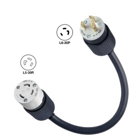 L6-30P 3 Wire 220/250V Plug to L5-30R 110/125V 3 Wire Receptacle