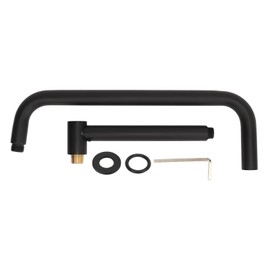Shower Head Extension with Flange S Shape Shower Arm Wall Mount Rotatable Stainless Steel Shower Pipe for Bathroom Black