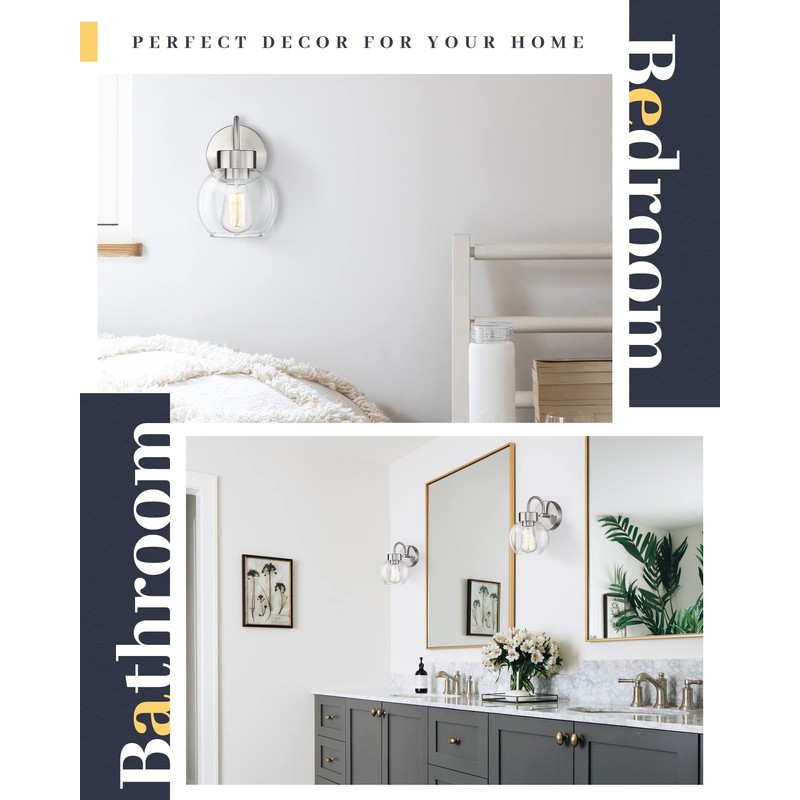 EAPUDUN Bathroom Light Fixtures Over Mirror, 1-Light Brushed Nickel Wall