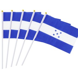 5 Pack Honduras Hondurans Mini HandHeld Stick Flag,Suitable For Various Holiday Parties,And National Flag Day.