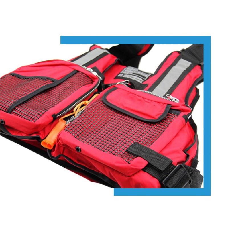 Outdoor Fishing Vest Life Jacket with Whistle Multi Pocket Flotation