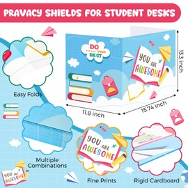 24 Pcs Privacy Boards for Student Desks Bright Colored Classroom Desk Divider Trifold Table Desk Privacy Panel Privacy Folders Screen Partition for School Teacher Student Study Test Home (Elegant)