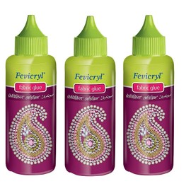 Douxlife 3 Piezas - Pegamento para Tela Fevicryl de 80ml para Pegar Cuentas, Cintas, Ropa de Diseño con Adornos, Piezas de Espejo, Patchwork, Piedras, Encajes, Lentejuelas para Bordado con Papel