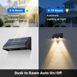 XmnSoly Solar Lights Outdoor Waterproof LED Convex Lens 3000K Warm Dusk to Dawn Solar Powered Light for Deck, Fence, Step, Railing(8 Pack)