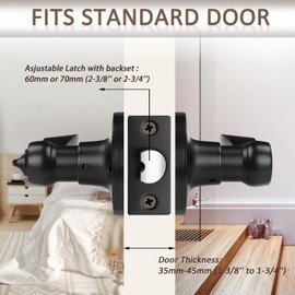 Probrico (5 Pack Keyed Alike Entry Door Lever [Lock with 3 Combo Keys],Locking Door Handle for Office or Front Door,Black Finish Wave Entrance Door Lock, Reversible Right & Left Side Handed