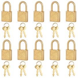 10 PCS Mini Padlock with Keys Cute Diary Padlocks, Jewelry Box Lock, Archaize Storage Lock with Key for Wooden Boxes Jewelry Box Storage Box Lockable Diary Book Decor, Gold